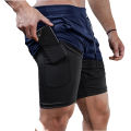 Men's Double Layer Fitness Shorts Drawstring Mesh Lining Elastic Waist Breathable Quick Dry to Beach Pool Summer Male. 
