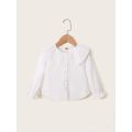 Kids Girl 1-6Y Button T Shirt Hollow Lace Collar White Long Sleeved Lovely Korean Version Top Autumn Toddler Girl Clothes.