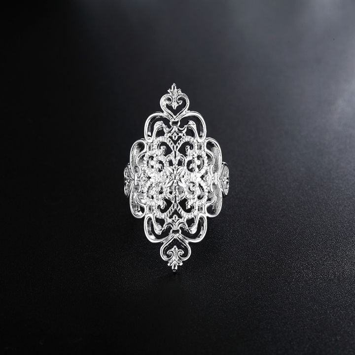 DOTEFFIL%20925%20Sterling%20Silver%20Pattern%20Hollow%20Ring%20For%20Women%20Fashion%20Wedding%20Engagement%20Party%20%20Charm%20Jewelry%20-%20Image%202