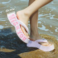 Summer Fashion Chunky Platform Flip Flops Women Outdoor Letter Printing Thick Bottom Slippers Woman Anti Slip Beach Sandals. 