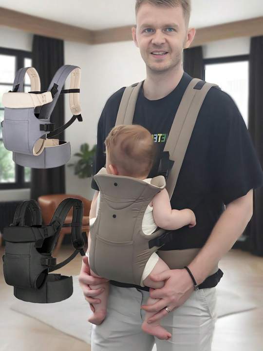 1Pc Baby Carrier, Multifunctional Front and Back Dual-Use Baby Carrier, Adjustable and Comfortable Front Strap-Back Strap, Washable-Machine Washable, Lightweight for Holding Baby All Seasons, Freeing Mom's Hands, a Handy Tool for Carrying Baby When Goi...