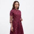 Womens High Quality Long Kurti Afsan Print China Linen Fabric.