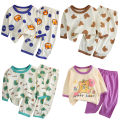Spring Winter Kids Long Sleeve and Pants Pajamas Set Soft Breathable Baby Sleepwear Cartoon Bear AC Room Wear Boys Girls Clothes. 
