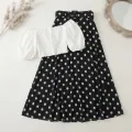 Western Dress White Smoky Top and Black Skirt Kurti Set for Women. 