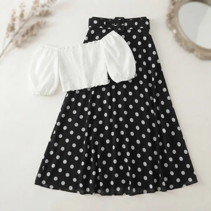 Western%20Dress%20White%20Smoky%20Top%20and%20Black%20Skirt%20Kurti%20Set%20for%20Women%20-%20Image%204