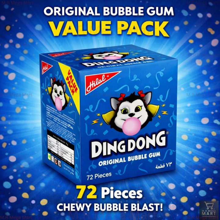 Original Ding Dong Bubble Gum – 72 Pieces Chewing Gum Value Pack Sweet Treat Long‑Lasting Flavor for Kids & Parties