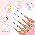 5 Pcs Nail Art Liner Brushes Set Elongated Lines Striping Drawing UV Gel Painting Nail Design Pen Professional Manicure Tool. 