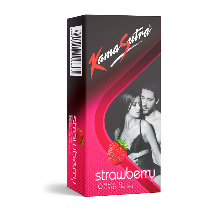 Pack of 10 Kamasutra Strawberry Flavoured Condoms