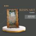 Handmade Resin Art Serving Tray with Metallic Handles – Luxury Decorative Table Tray for Home & Gift Use. 
