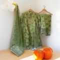 3 pcs Embroidery Reshmi Frock for Girls - Wadding And Party Frock & flapper. 