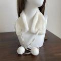 Kawaii Japanese Hairball Hair Collar Scarf Winter Thickened Warm Cute Imitation Fur Rabbit Plush Tie Rope Neckerchief Y2k Scarf. 