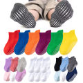 6/12 Pairs/lot 0-5 Yrs Cotton Children's Anti-slip Boat Socks For Boys Girl Low Cut Floor Kid Sock With Grips Polka Dot.