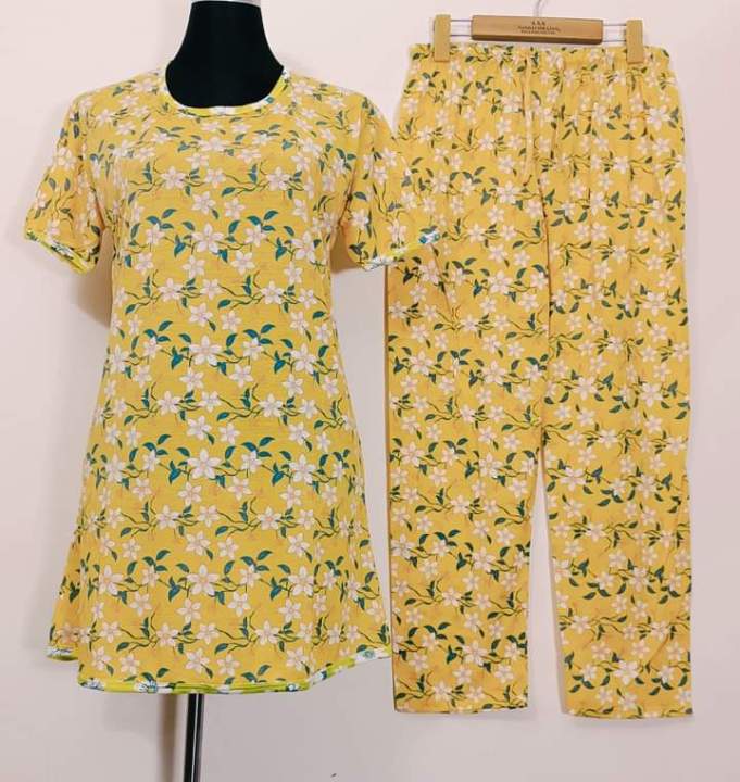 Long%20Tshirt%20with%20Palazzo%20Set%20for%20Women%20Multicolor%20Random%20Design%20Cotton%20-%20Image%204