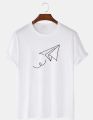 Paper Plane of Liberty Print Crew Neck Short Sleeve T-Shirts. 