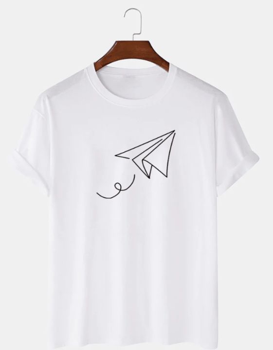 FARGO%20Paper%20Plane%20of%20Liberty%20Print%20Crew%20Neck%20Short%20Sleeve%20T-Shirts%20-%20Image%204