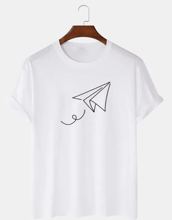 Paper%20Plane%20of%20Liberty%20Print%20Crew%20Neck%20Short%20Sleeve%20T-Shirts%20-%20Image%204