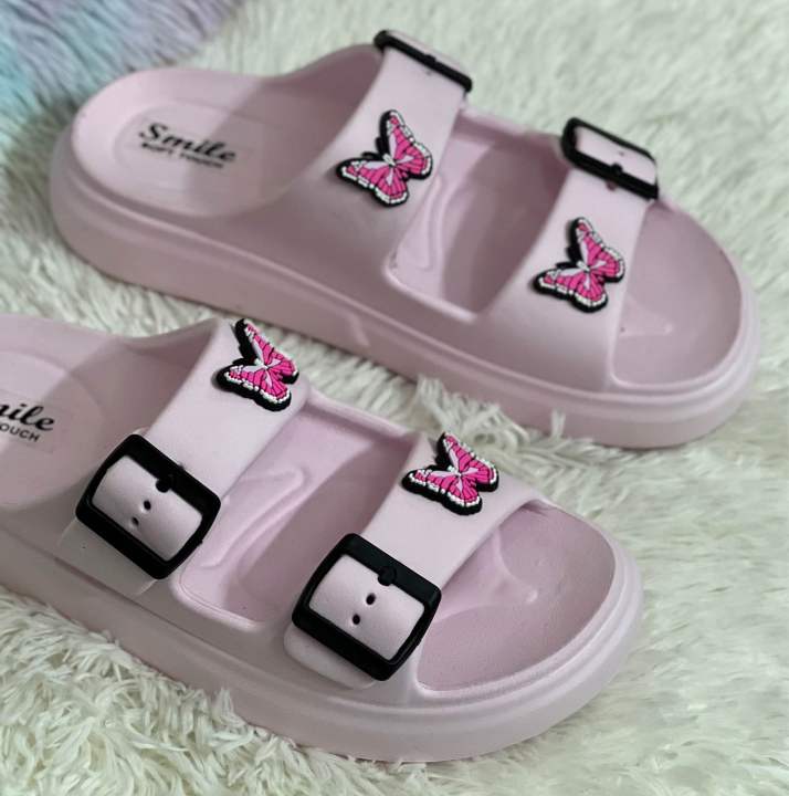 New Soft EVA Rubber Lightweight & Comfortable Buckle Sandals with Cute Charms for Girls & Womens Slippers