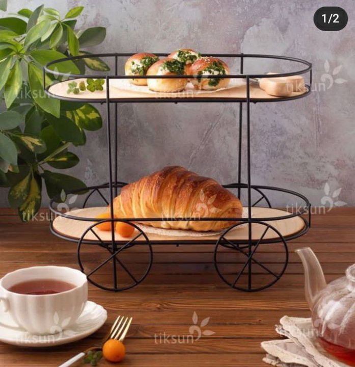 Cake Trolley Rack 2 tier Trolley Shape Cake stand, pastry stand, Cosmetics Rack perfumes ...