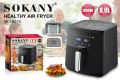 Sokany (SK-10074) 8 Litre Digital Touch Screen Air Fryer | 1700W | 8 Presets | 60 Min Timer | 80°C–200°C. 