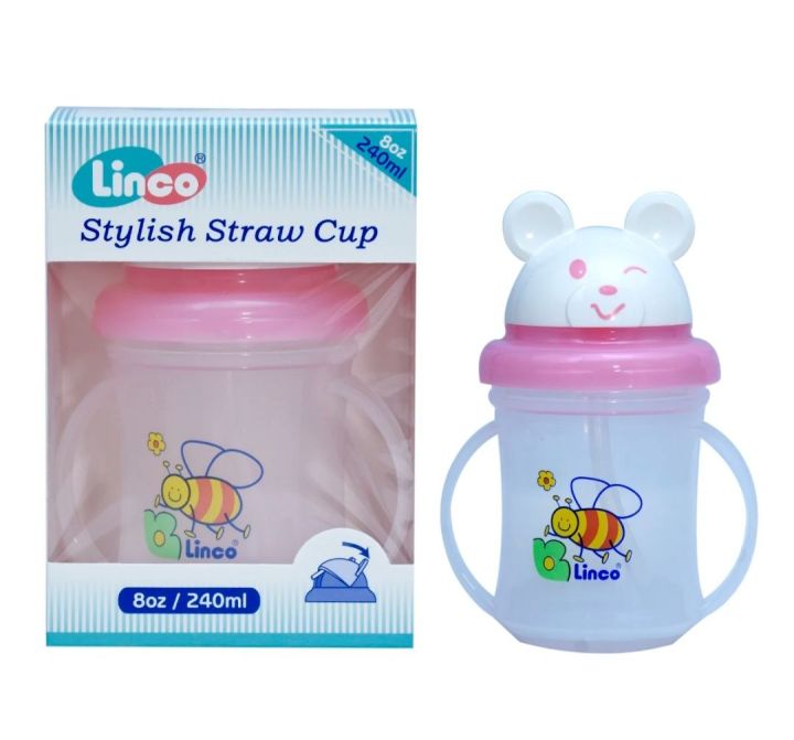 Linco Water pot With Straw For Baby 240 ml (Thailand)Pink