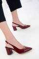 American Women Formal Sandals, Block Heels, Almond Toe, Vinyl Synthetic Leather, Year-Round Wear. 