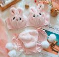 Japanese lolita girls Plush lingerie with underpants no steel ring push-up bra set warm lingerie  underpants suit bralette. 