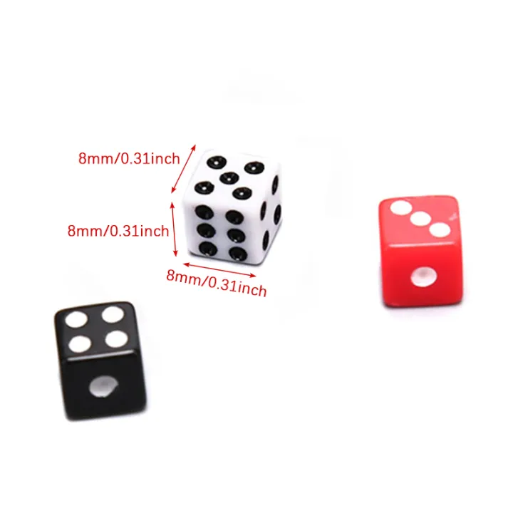 50Pcs%20Dices%208mm%20Plastic%20White/Black/Red%20Gaming%20Dice%20Standard%20Six%20Sided%20Decider%20Birthday%20Parties%20Board%20Game%20-%20Image%206