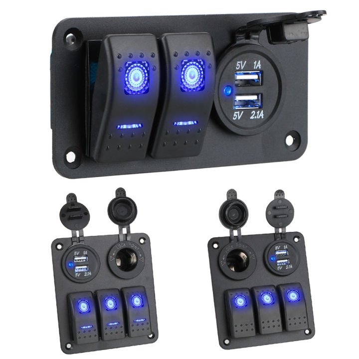 12V 24V Car Switch Panel 2/3 Gang Waterproof Light Toggle Control