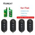 3 button Remote Car Key for Fiat 500 500L Punto Florino Doblo Qubo Punto Evo Grande Punto 433MHz Marelli / Delphi BSI System.