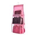6 Pocket Hanging Purse Organizer Clear Hanging Shelf Bag Collection Storage Holder. 