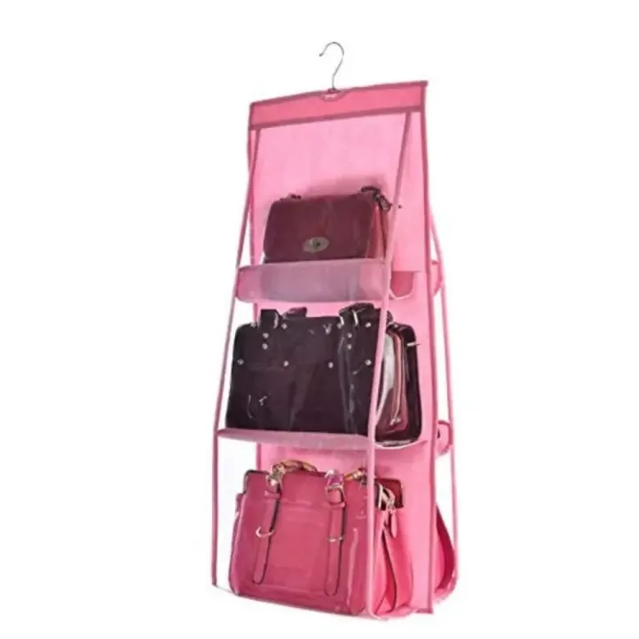 6%20Pocket%20Hanging%20Purse%20Organizer%20Clear%20Hanging%20Shelf%20Bag%20Collection%20Storage%20Holder%20-%20Image%202