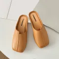 Women's New PVC Summer Sandals Fashion Solid Color Daily Leisure Low-Heeled Outdoor Half Slippers. 