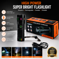 (Imported) HIGH POWERED MULTI PURPOSE Zoomable Strong Light T40 LED Flashlight USB Rechargeable Ultra-Bright Torch High Power Lantern Built-in 3*18650 Lithium Batteries FLASHLIGHT Sanford Light Torch Light Winter Light Led Torchlight. 