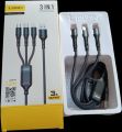3 In 1 original Login Cable, output 3A, Length 1.2M, Easy plug- or Plug Out , Unbreakable, USB 2.0 Compatible Port. 