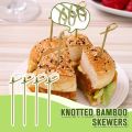 100pcs Disposable Bamboo Knot Skewers Cocktail Picks with Twisted Ends for Snacks Club Sandwiches Party Barbeque forks.