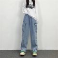 Baggy Straight Men's Cargo Jeans Fashion Streetwear Hip Hop Wide Pants Harajuku Y2K High Street Korean Male Denim Trousers. 