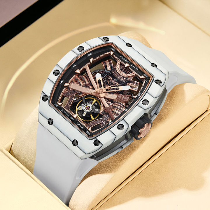 BONEST GATTI Fashion Automatic Movement Wristwatch Skeleton Warrior Big Dial Sapphire Glass Mechanical Watches for Men