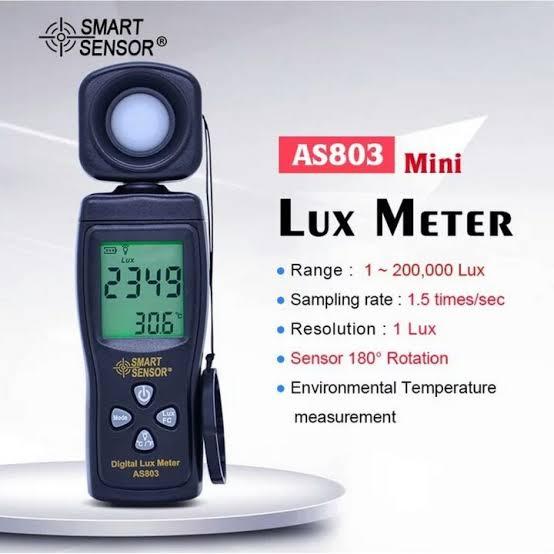 Smart Sensor AS803 Digital Lux Meter – High Accuracy Light Intensity Meter 0–200,000 Lux – Professional Illuminance Tester (with free battery)