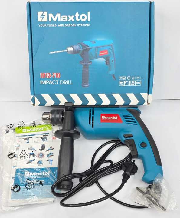 Maxtol 13mm Drill machine 710Watt. No-load Speed:0-2700r/min, Rated Input Power:710watt, Best Quality.