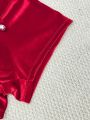1Pc men's high-quality Christmas velvet underwear, bow and bell Christmas underwear, with skin friendly and smooth fabric.