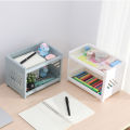 Desktop Double-layer Plastic Storage Rack Office Stationery and Cosmetics Storage Box Kitchen and Bathroom Storage Rack. 