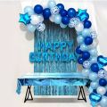 blue Birthday Theme (1 Birthday Foil-30balloons- 1 back curtain-1 star -1 heart )  Birthday Decoration For Boys Birthday Home Decor Birthday Decoration accessories. 