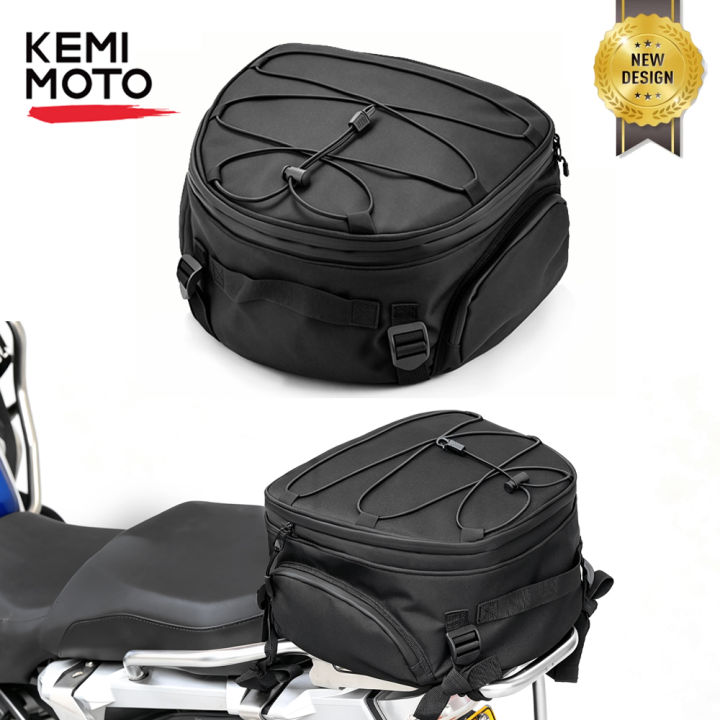 KEMIMOTO Motorcycle Tail Bag, Dual Use Motorcycle Rear Seat Bag with Waterproof Rain Cover Expandable Motorbike Bags