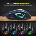 FunBug 7 Buttons Sports Mechanical Wired Gaming Mouse RGB with 4-Levels DPI Control - 7 Light Wired USB Optical Mouse with Side Buttons - Mouse with Pad for PC, Laptop, Computer, Gaming, Pubg Mobile. 