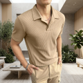 Textured Waffle Knitted Polo T-shirts for Men - 2026 Men’s knitted Polo T-shirt - Stylish Men’s Polo Tshirt - Polo T-shirts for Men. 