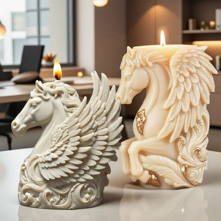 3D Mystical Pegasus Wings Candle Mold, Realistic Feather and Mane Details, Reusable and Easy to Clean, DIY Scented Candle Mold