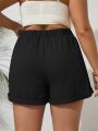 Plus Size High Waist Casual Shorts for Women Comfortable Lightweight with Elastic Waistband and Drawstring.