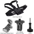 Adjustable All-in-One Action Camera Accessories Kit - Head Strap Chest Strap Mount Compatible with Hero Osmo SJCAM AKASO I.