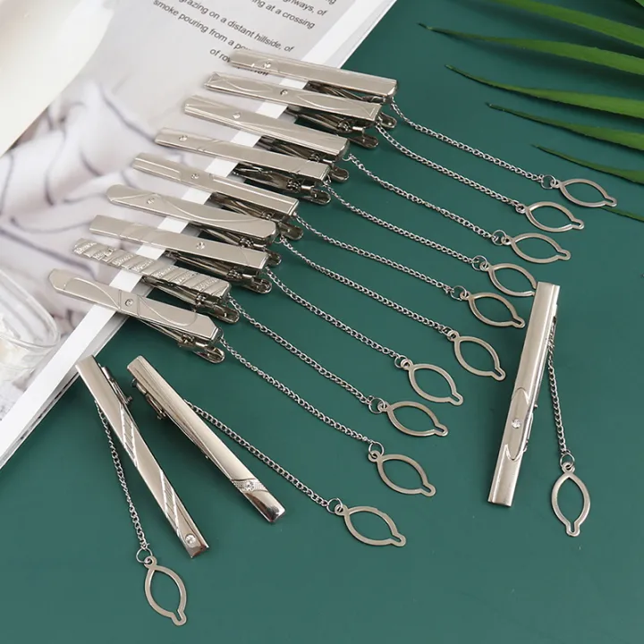1Pc New Men Silver Necktie Tie Clip Stainless Steel Plain Clasp Bars Pins Clips