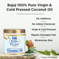 Bajaj 100% Pure Coconut Oil 250ml| Virgin & Cold Pressed |Repairs Damaged Hair & Moisturizes Skin | Coconut Hair oil | Virgin Coconut Oil | Extra Virgin Coconut Oil. 
